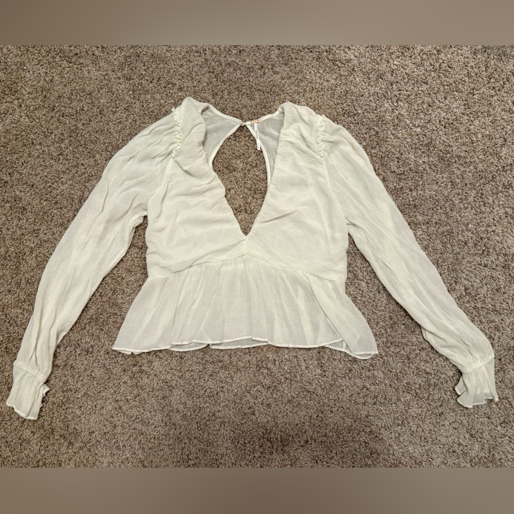 Free People White Peplum Blouse